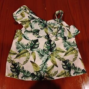 Janie and Jack Green Leaf Print Top